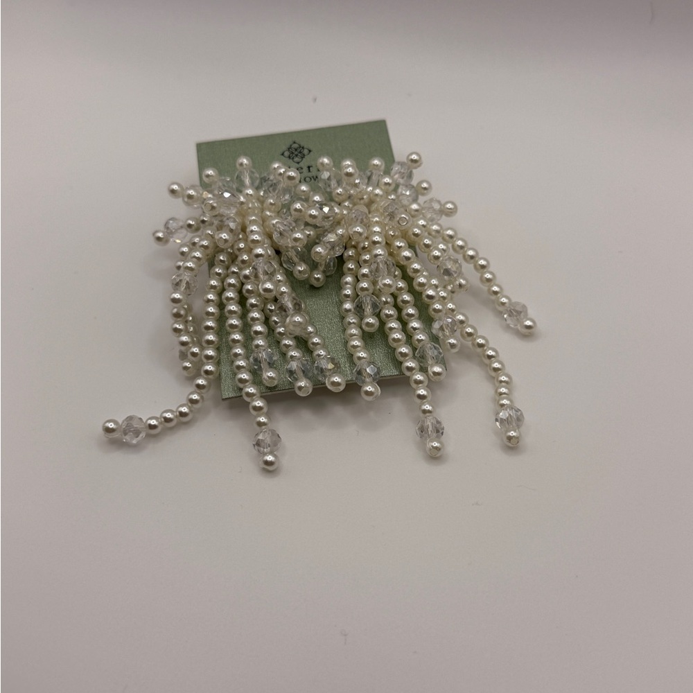White and Silver Beaded Earrings - Picture 3 of 7